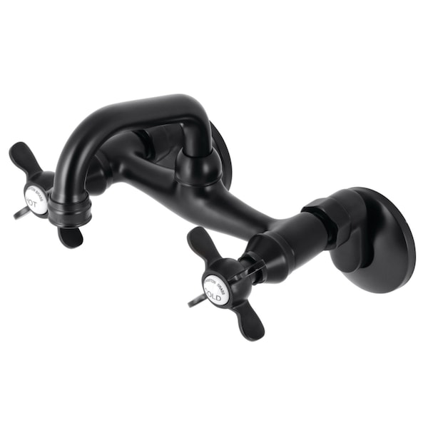 Kingston Brass KS112MB Two-Handle Wall Mount Bar Faucet, Matte Black KS112MB - main